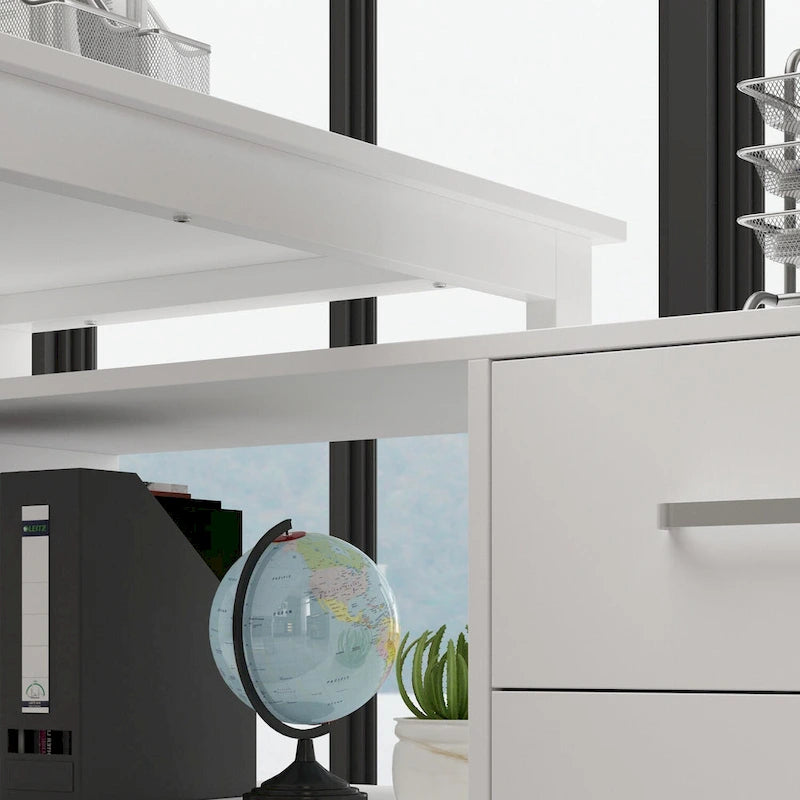 L-shaped Executive Desk With Drawer Cabinet for Home and Office Wrting