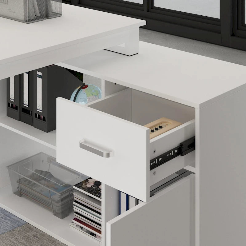 L-shaped Executive Desk With Drawer Cabinet for Home and Office Wrting