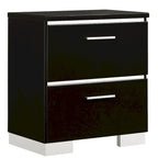 Lofa Modern Glossy Black Wood 2-Drawer Nightstand with USB Ports by 