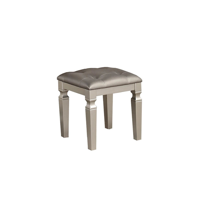 Fabric and Wood Vanity Set with Stool