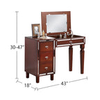 Fabric and Wood Vanity Set with Stool