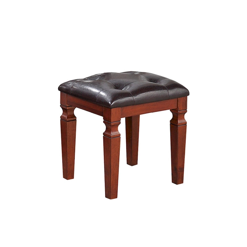 Fabric and Wood Vanity Set with Stool