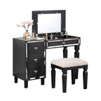 Fabric and Wood Vanity Set with Stool