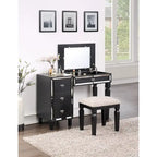 Fabric and Wood Vanity Set with Stool
