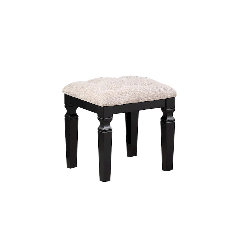Fabric and Wood Vanity Set with Stool
