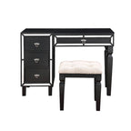 Fabric and Wood Vanity Set with Stool