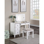 Fabric and Wood Vanity Set with Stool