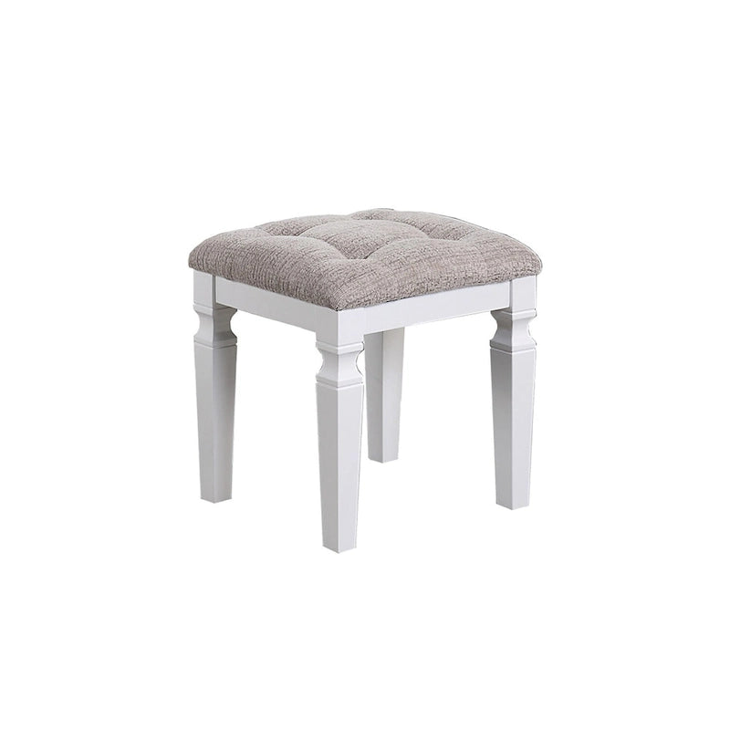 Fabric and Wood Vanity Set with Stool
