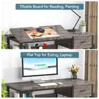 Drafting Table Drawing Computer Desk Artist Craft Table with Adjustable Top