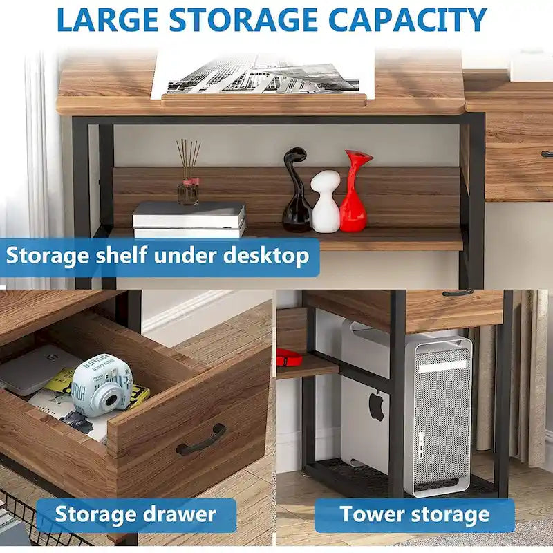 Drafting Table Drawing Computer Desk Artist Craft Table with Adjustable Top