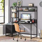 Rustic Computer Office Desk with Drawers and Hutch