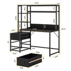 Rustic Computer Office Desk with Drawers and Hutch