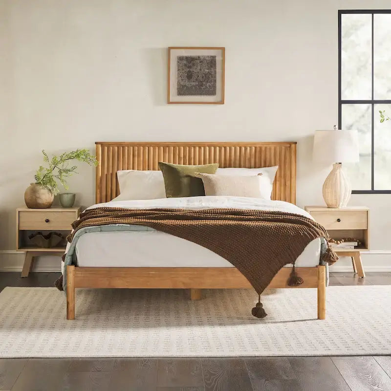  Transitional Solid Wood Queen Bed