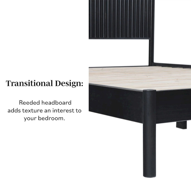 Transitional Solid Wood Queen Bed