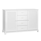 47Modern Storage Cabinet Buffet Sideboard with Drawers and Louvered Doors- White - 47.25W x 15.75D x 31.5H
