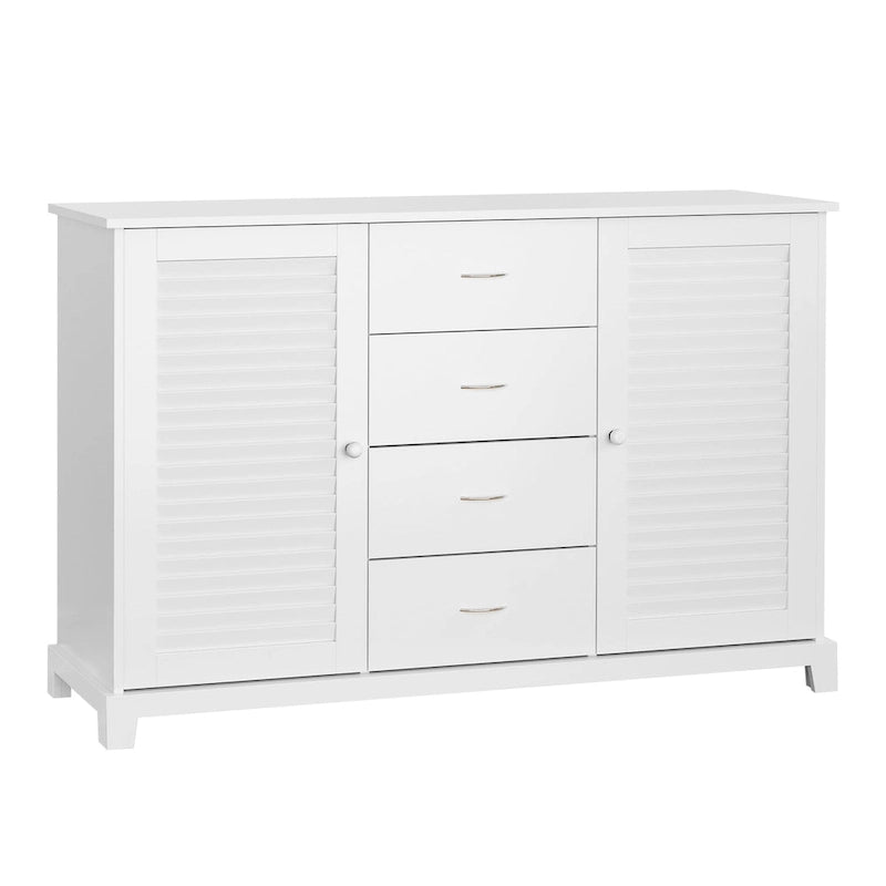 47Modern Storage Cabinet Buffet Sideboard with Drawers and Louvered Doors- White - 47.25W x 15.75D x 31.5H