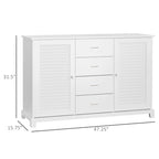 47Modern Storage Cabinet Buffet Sideboard with Drawers and Louvered Doors- White - 47.25W x 15.75D x 31.5H
