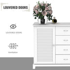 47Modern Storage Cabinet Buffet Sideboard with Drawers and Louvered Doors- White - 47.25W x 15.75D x 31.5H