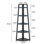 5 Tier Tall Corner Shelf, Bathroom Tower Shelves, 70 Inches Corner Bookshelf and Bookcase - N/A