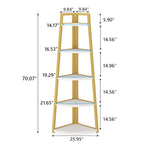 5 Tier Tall Corner Shelf, Bathroom Tower Shelves, 70 Inches Corner Bookshelf and Bookcase - N/A