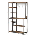 Kitchen Microwave Stand Bakers Rack Utility Storage Shelf with Power Outlet