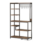 Kitchen Microwave Stand Bakers Rack Utility Storage Shelf with Power Outlet