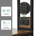 Kitchen Microwave Stand Bakers Rack Utility Storage Shelf with Power Outlet