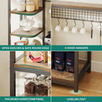 Kitchen Microwave Stand Bakers Rack Utility Storage Shelf with Power Outlet