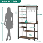 Kitchen Microwave Stand Bakers Rack Utility Storage Shelf with Power Outlet