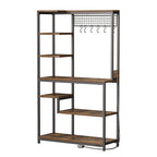 Kitchen Microwave Stand Bakers Rack Utility Storage Shelf with Power Outlet