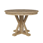 Felicia Farmhouse Natural Solid Wood Round Cross-buck Base Dining Table for 4 by