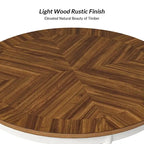 Felicia Farmhouse Natural Solid Wood Round Cross-buck Base Dining Table for 4 by