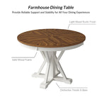 Felicia Farmhouse Natural Solid Wood Round Cross-buck Base Dining Table for 4 by