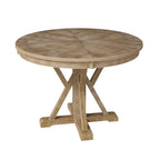 Felicia Farmhouse Natural Solid Wood Round Cross-buck Base Dining Table for 4 by