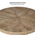 Felicia Farmhouse Natural Solid Wood Round Cross-buck Base Dining Table for 4 by