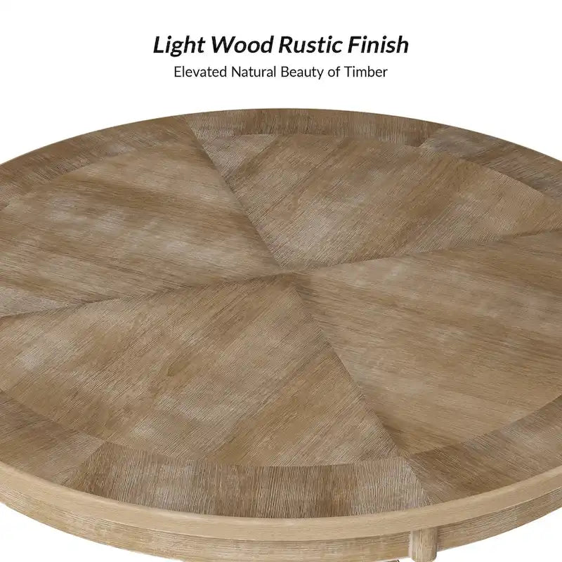 Felicia Farmhouse Natural Solid Wood Round Cross-buck Base Dining Table for 4 by