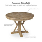 Felicia Farmhouse Natural Solid Wood Round Cross-buck Base Dining Table for 4 by