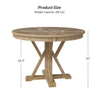 Felicia Farmhouse Natural Solid Wood Round Cross-buck Base Dining Table for 4 by