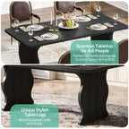 Modern Dining Table, 63Rectangular Kitchen Table Black Dinner Table