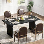 Modern Dining Table, 63Rectangular Kitchen Table Black Dinner Table
