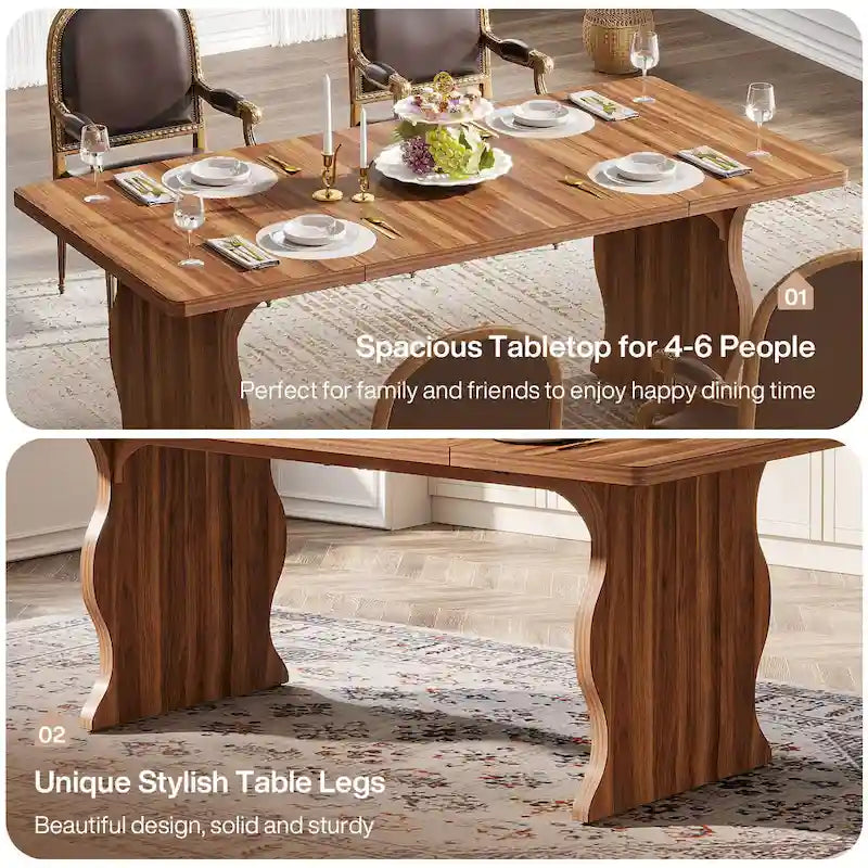 Modern Dining Table, 63Rectangular Kitchen Table Black Dinner Table