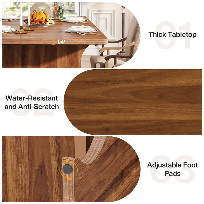 Modern Dining Table, 63Rectangular Kitchen Table Black Dinner Table