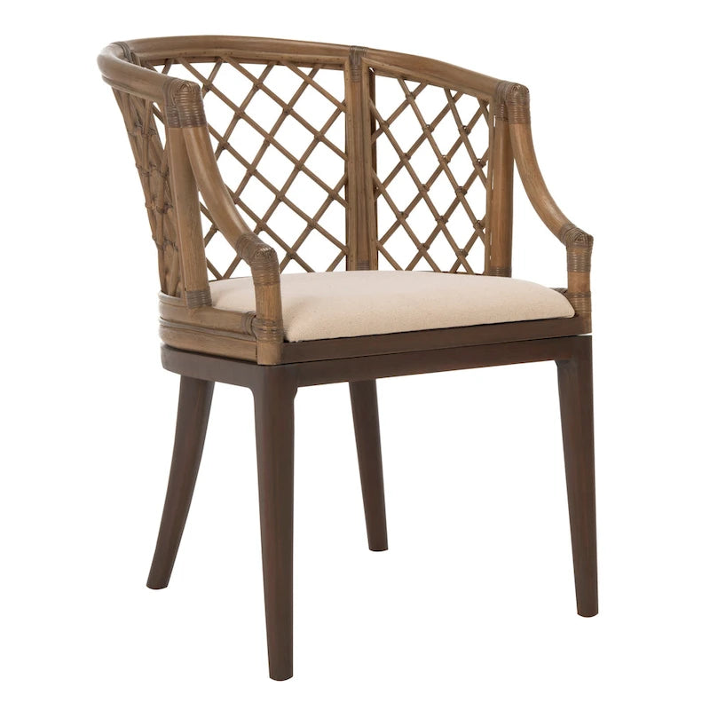 Theona Rattan Lattice Arm Chair - 22.3W x 23L x 31.3H - 22Wx23Dx31H