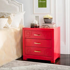 Caren 3-Drawer Greek Key Nightstand