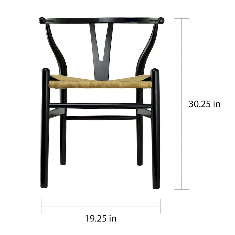 Modern Wood Dining Chair With Open Back Arm Armchair Hemp Seat For Home Restaurant Office