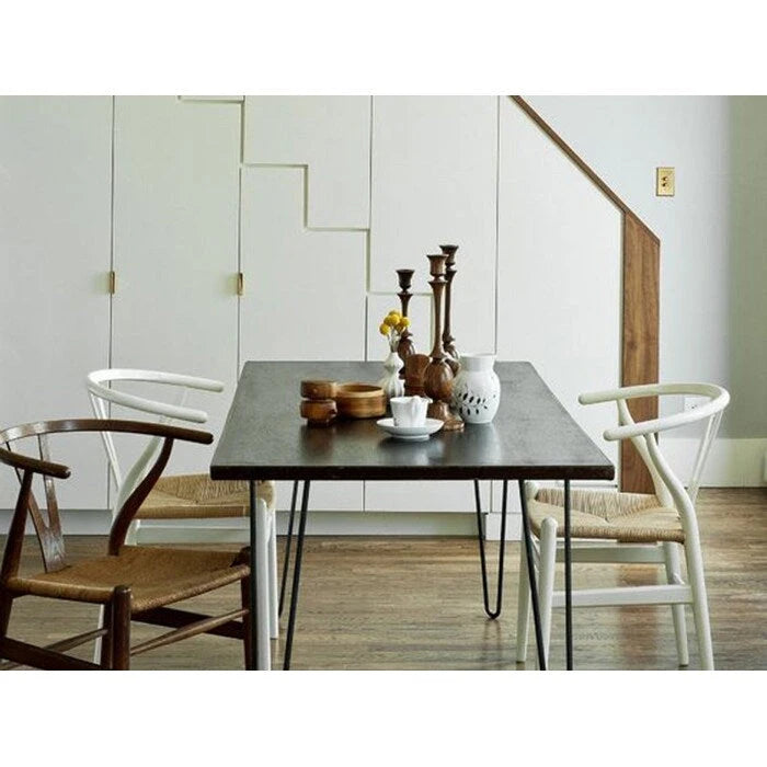 Chaise de salle à manger moderne en bois avec accoudoirs à dossier ouvert et siège en chanvre pour la maison, le restaurant, le bureau