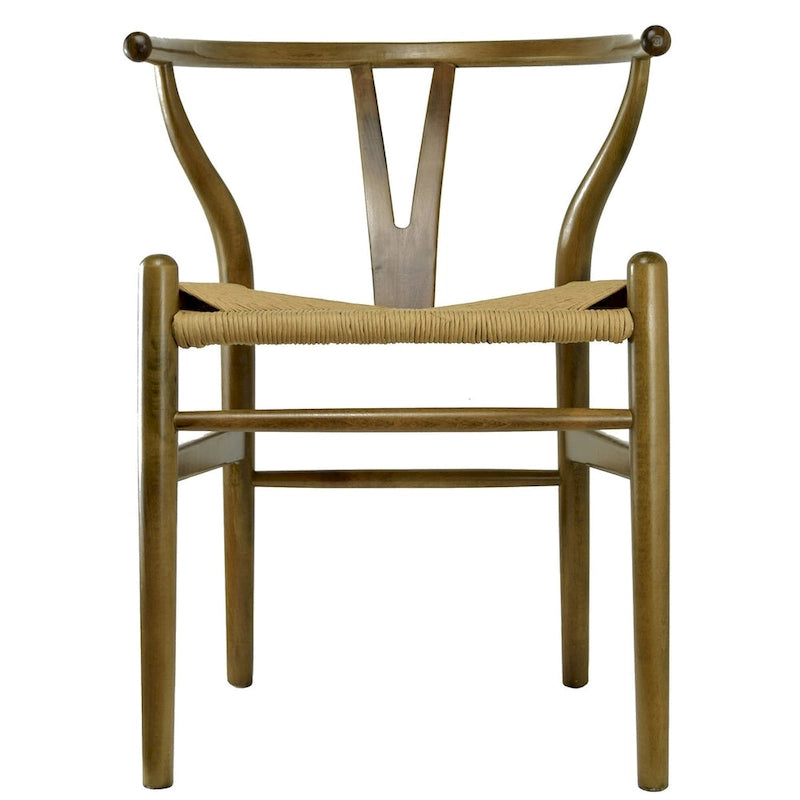 Chaise de salle à manger moderne en bois avec accoudoirs à dossier ouvert et siège en chanvre pour la maison, le restaurant, le bureau