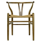 Chaise de salle à manger moderne en bois avec accoudoirs à dossier ouvert et siège en chanvre pour la maison, le restaurant, le bureau