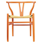 Chaise de salle à manger moderne en bois avec accoudoirs à dossier ouvert et siège en chanvre pour la maison, le restaurant, le bureau