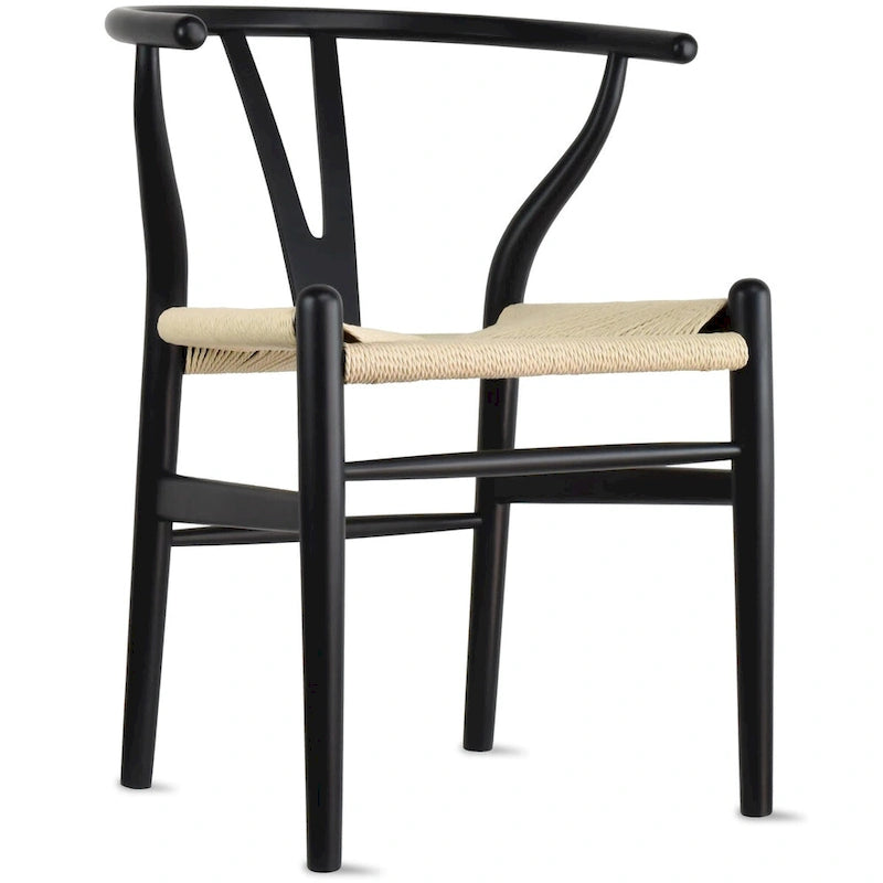 Chaise de salle à manger moderne en bois avec accoudoirs à dossier ouvert et siège en chanvre pour la maison, le restaurant, le bureau
